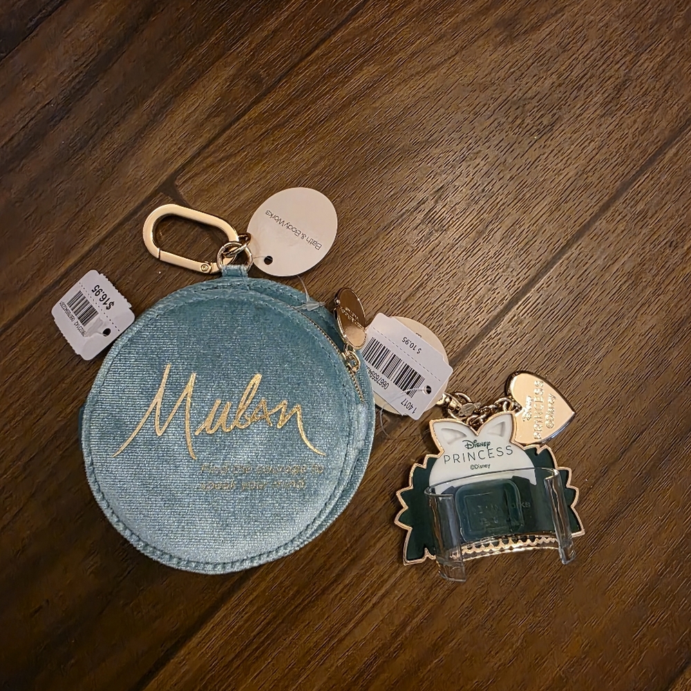 Bath & Body Works Mulan Coin Purse + Comb Flower Pocketbac Sanitizer Holder - Picture 2 of 3